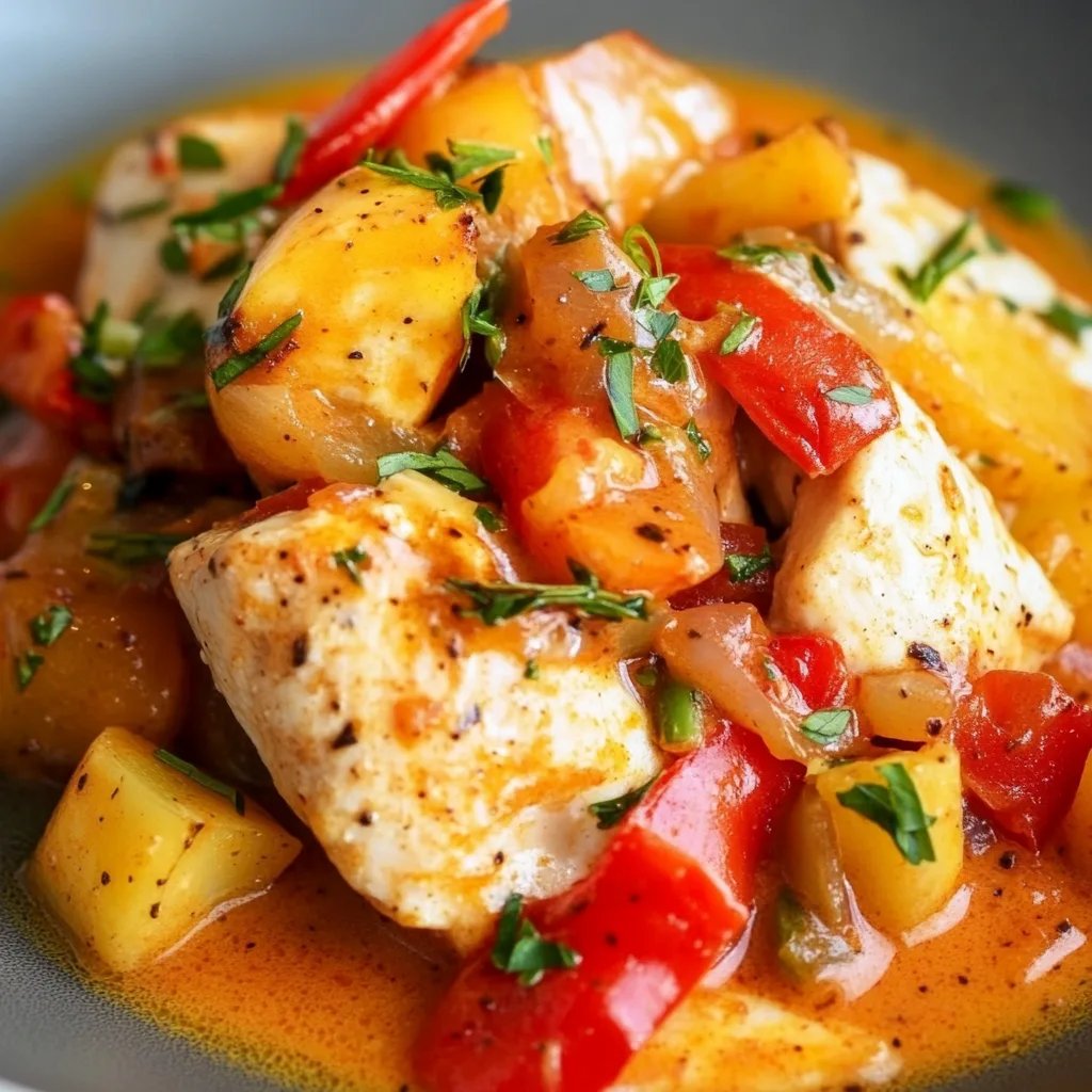 Paprika-Sahne-Hähnchen mit Reis