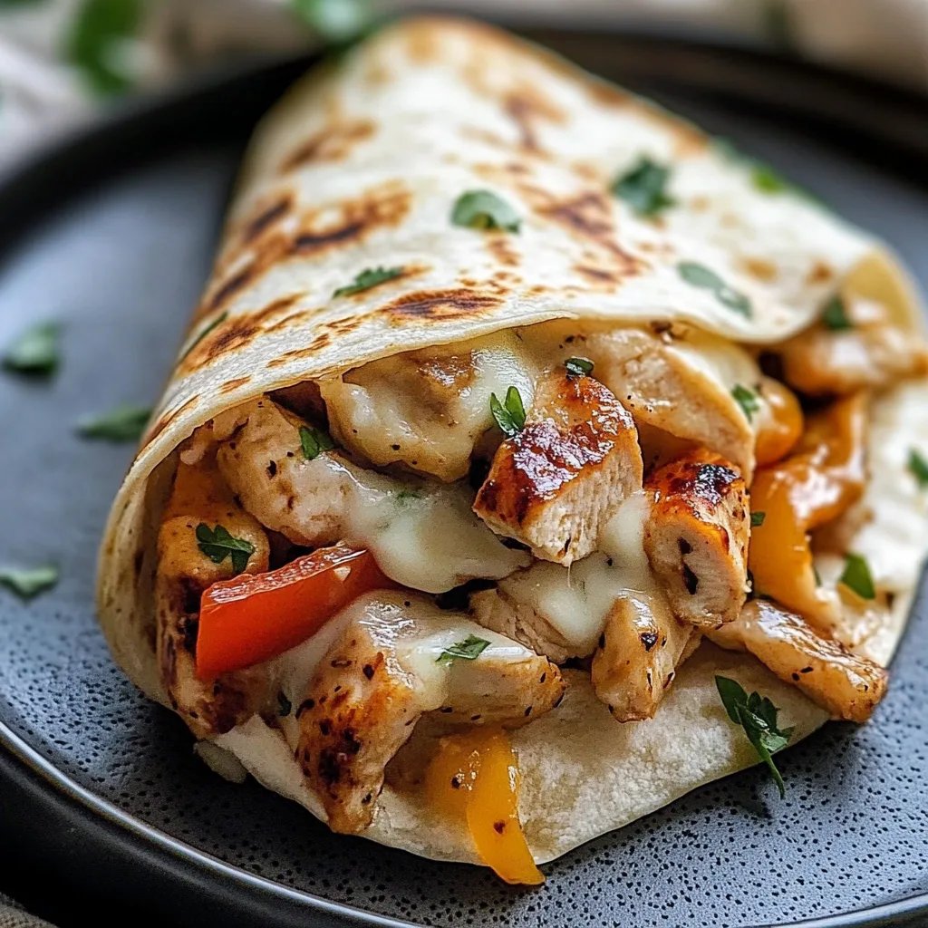 Käsige Knoblauch-Hähnchen-Wraps