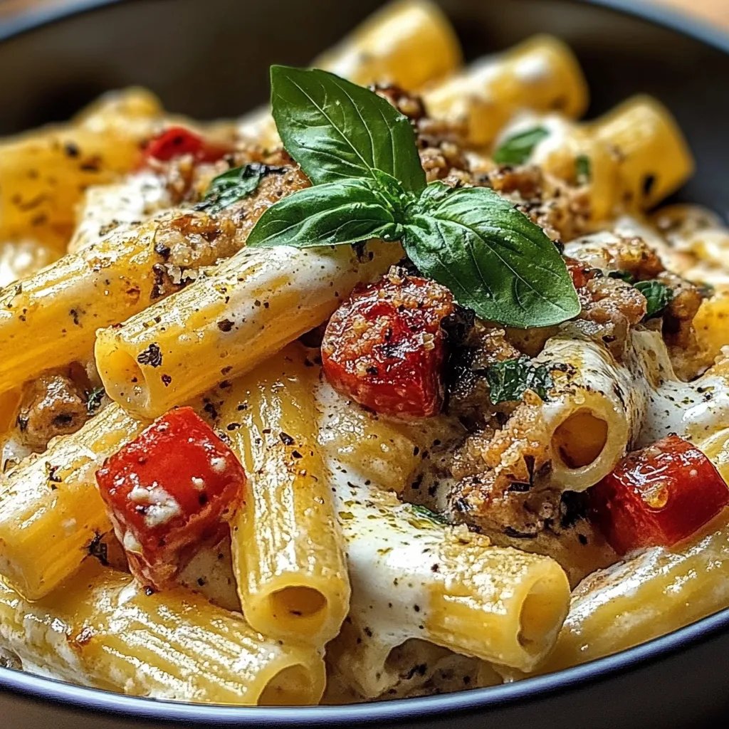 Rigatoni in Hack-Feta-Crème