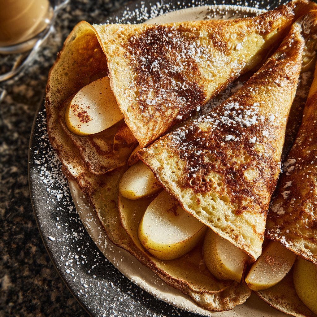 Pfannkuchen mit Birnen und Zimt