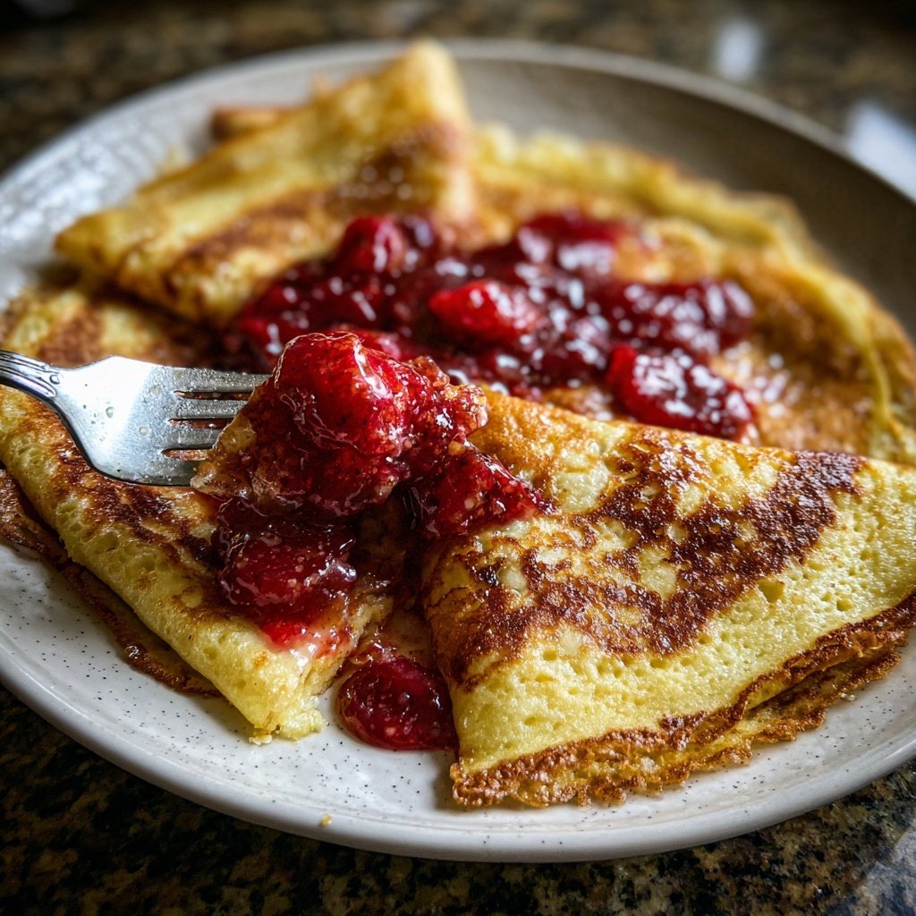 Pfannkuchen mit Zwetschgenkompott