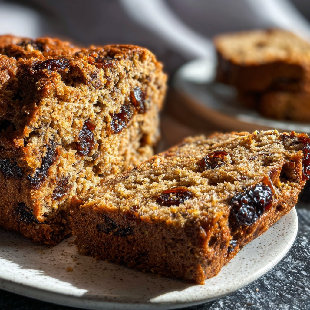 Bananenbrot mit Mandelmus und Datteln
