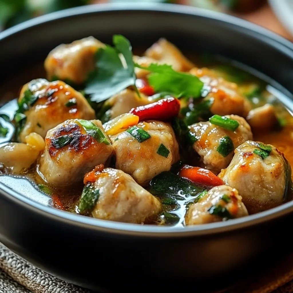 Einfache thailändische gebackene Hähnchenfleischbällchen