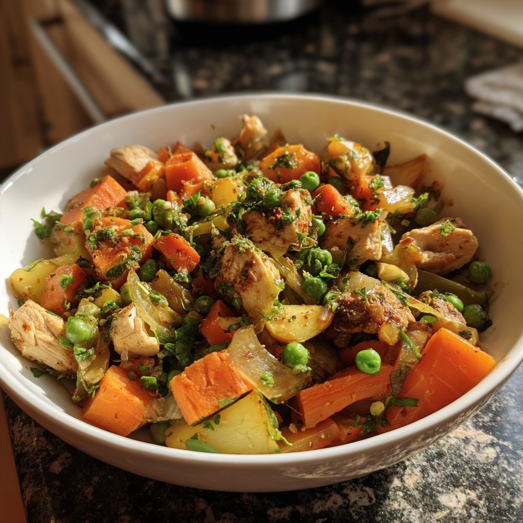 Kalorienarme Gemüsepfanne Mit Hähnchen