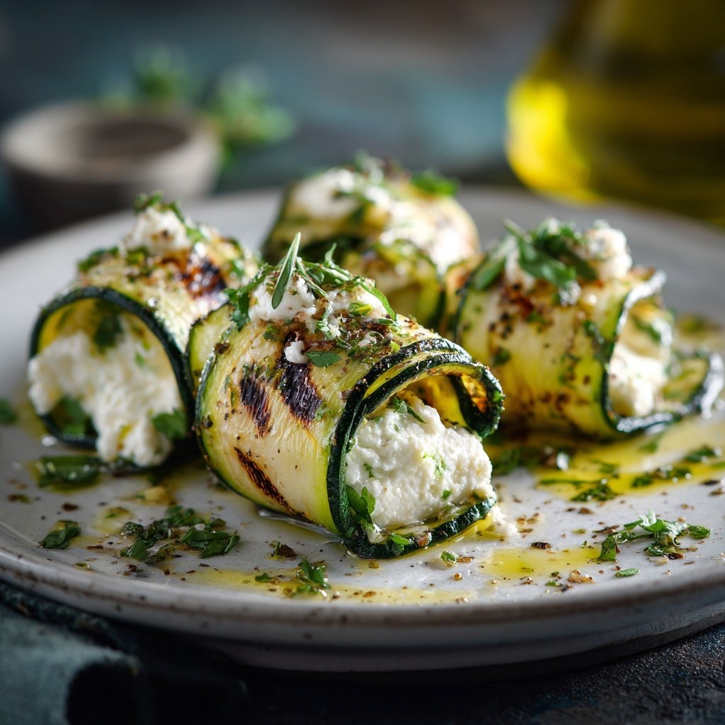 Gegrillte Zucchini Röllchen Mit Frischkäse