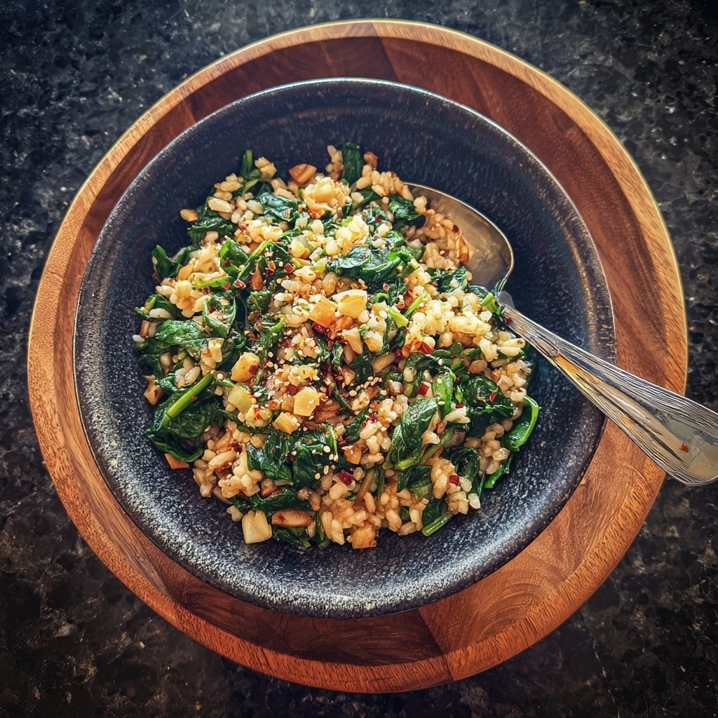 Kalorienarme Reispfanne Mit Spinat