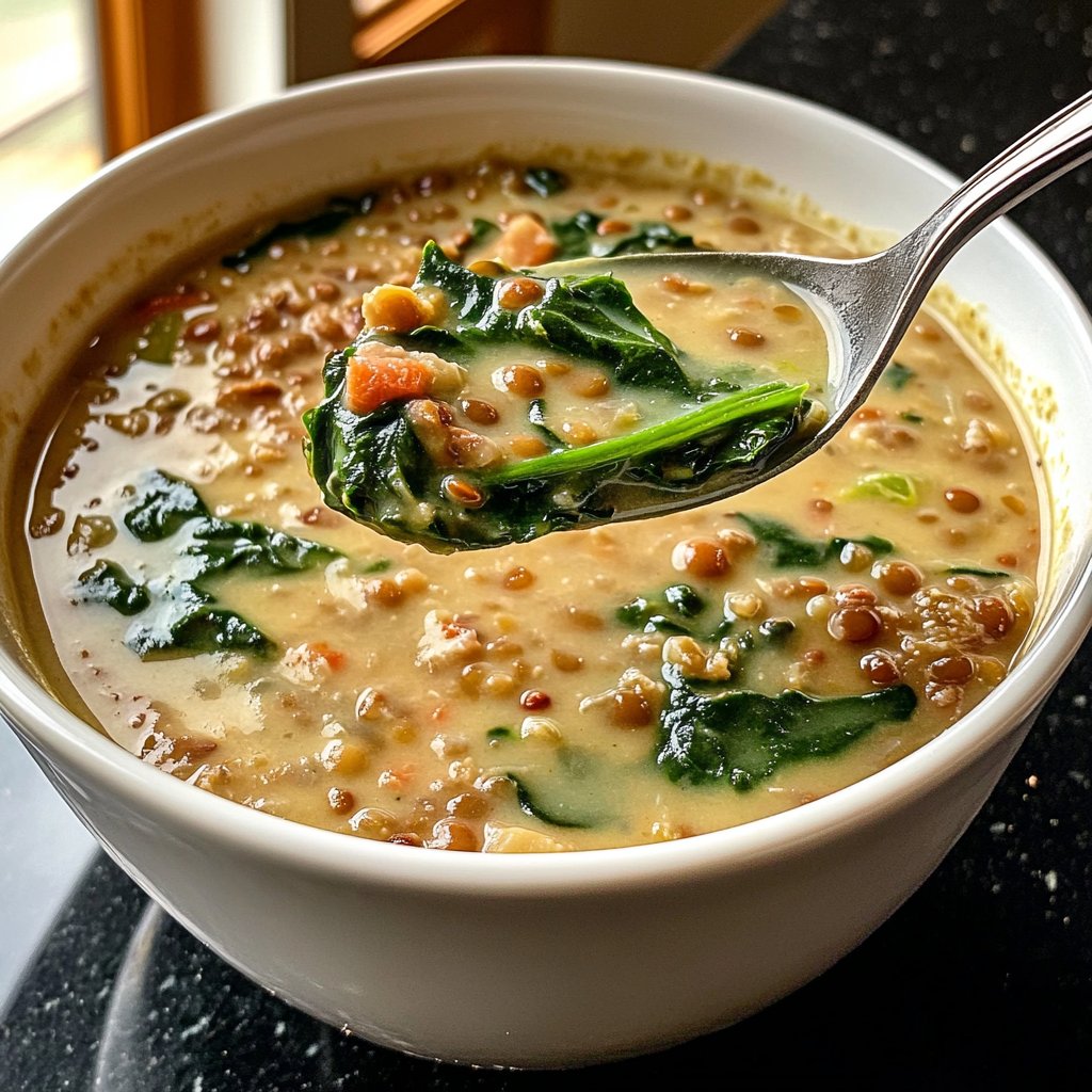 Linsensuppe mit Spinat