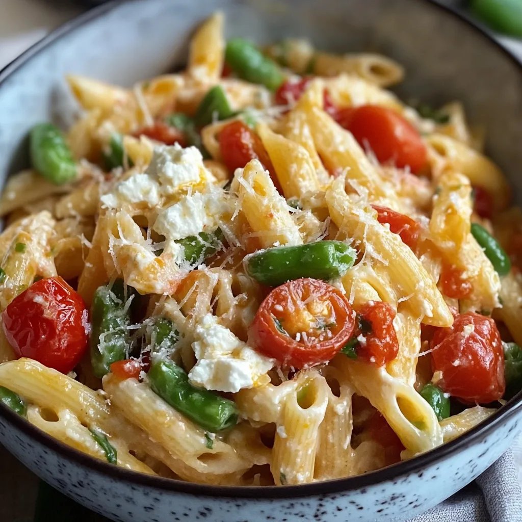 Spargel Pasta mit Tomaten und Feta