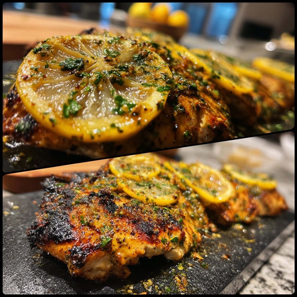 Gegrilltes Hähnchen Mit Zitronen Kräuter Marinade